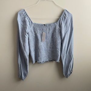 AEO Blue Polka Dot Top